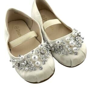 Dream Pairs Cream Off White Satin Beaded Formal Dress Girl Toddler Size 6 Flats